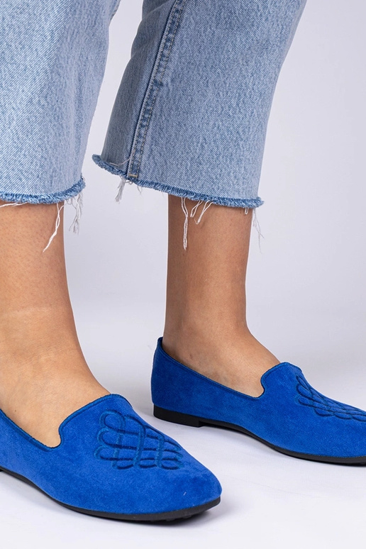 Bailarinas azules de gamuza con bordado
