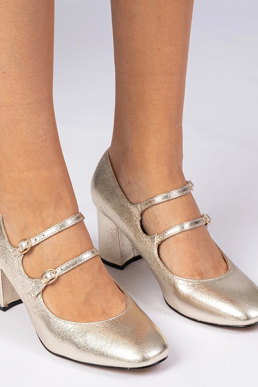 Zapatos de tacón damas dorados con...