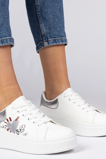 Zapatillas blanco plateadas deportivas para mujer con estampado Zelinda 2