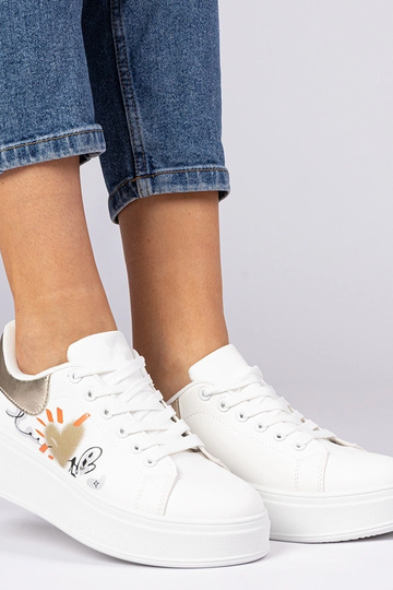 Zapatillas blanco doradas deportivas para mujer con estampado Zelinda 2