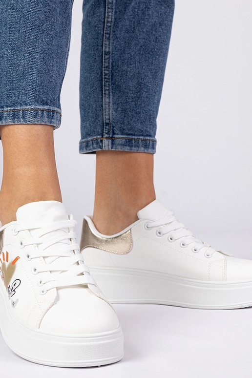 Zapatillas blanco doradas deportivas...