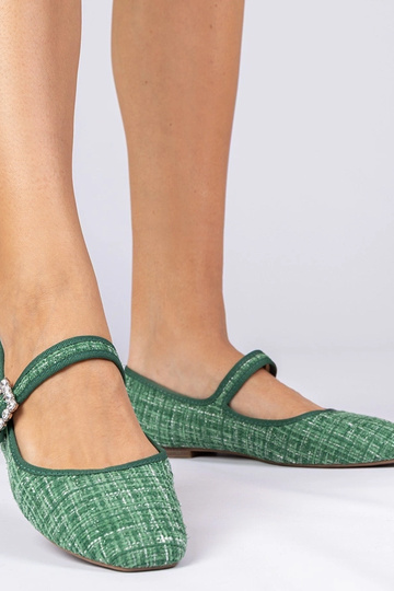 Bailarinas verdes con hebilla y cristales para mujer Piona