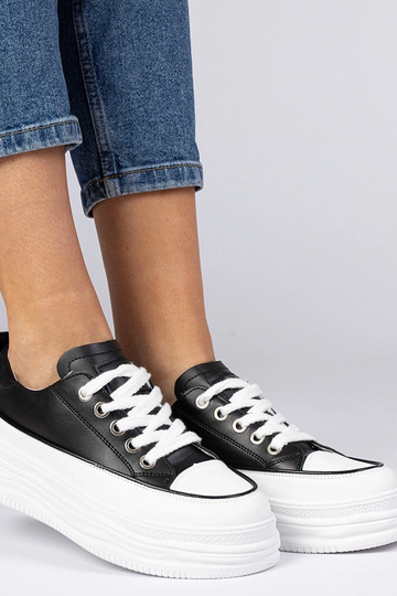 Zapatillas deportivas blanco y negro para mujer con plataforma alta Selina