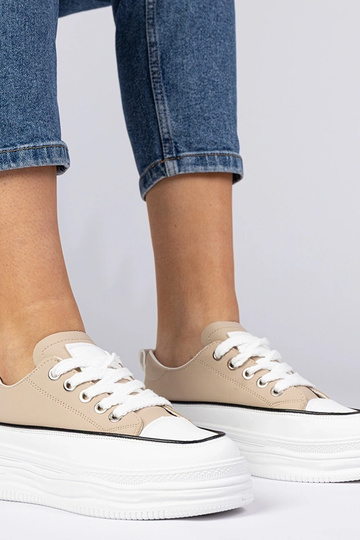 Zapatillas beige para mujer con plataforma alta Selina