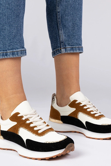 Zapatillas blancas y negras con brillo para dama Elizar