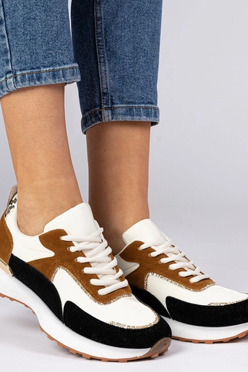 Zapatillas blancas y negras con brillo para dama Elizar 2