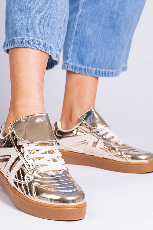 Zapatillas doradas para mujer lacadas...