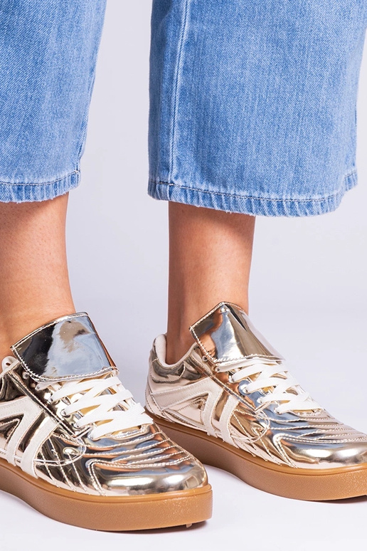 Zapatillas doradas para mujer lacadas...