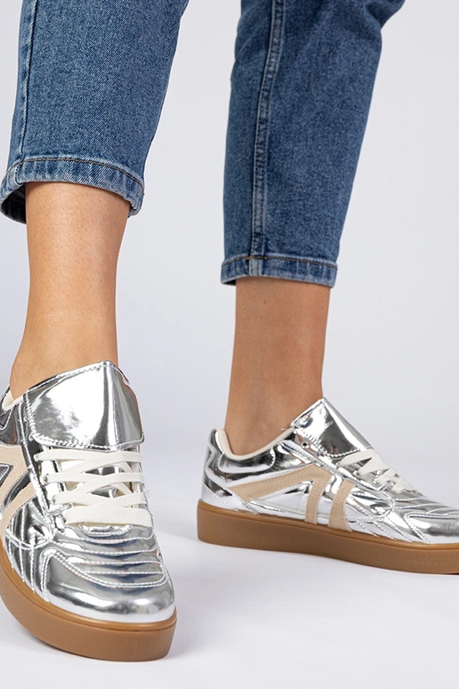 Zapatillas plateadas para dama de...