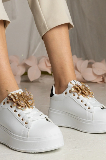 Zapatillas bicolor con mariposa de circonitas Kariba