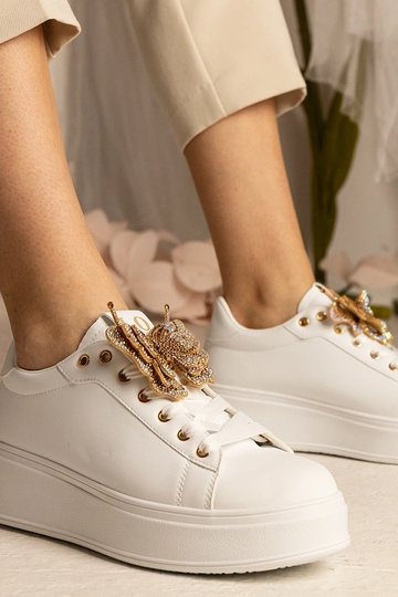 Zapatillas blancas con mariposa de circonitas Kariba