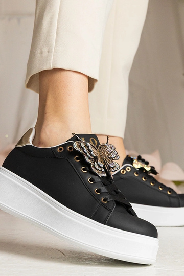 Zapatillas negras con mariposa de circonitas Kariba 2