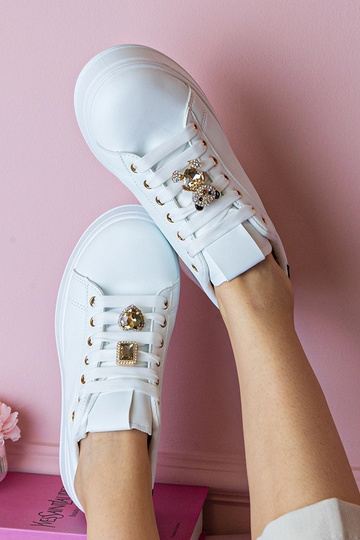 Zapatillas deportivas blanco y negro decoradas con piedras Sarena 2