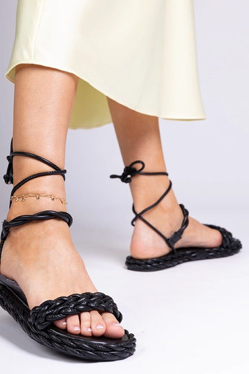 Tarina, sandalias trenzadas negras para mujer 2