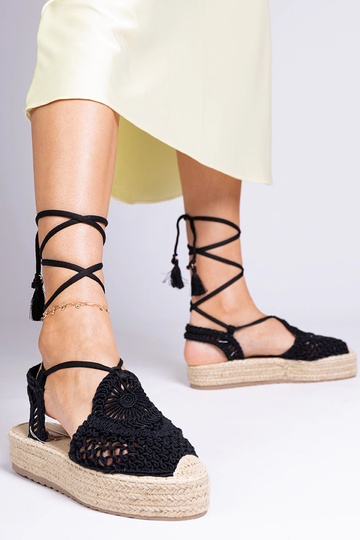 Sandalias tipo espadrillas negras trenzadas para mujer Lemura 2