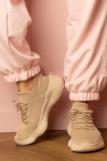 Zapatillas deportivas color arena para mujer con diseño tipo calcetín Zurry 2