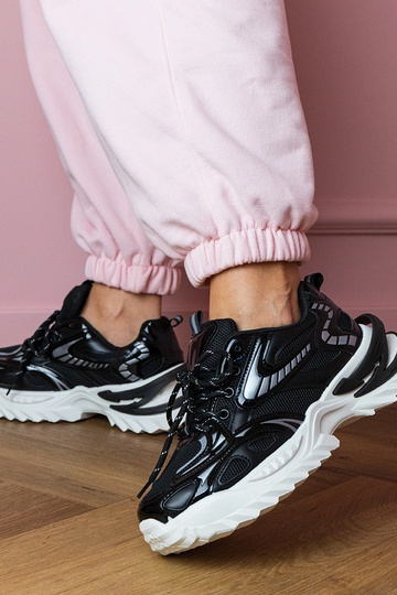 Zapatillas deportivas negras para mujer en plataforma elegante Carina 2