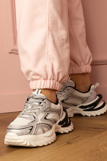 Zapatillas deportivas plateadas para mujer en plataforma gruesa Lirana