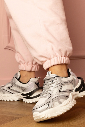 Zapatillas deportivas plateadas para mujer en plataforma gruesa Lirana 2