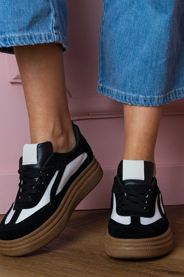 Kamela zapatillas deportivas de mujer negras con plataforma gruesa