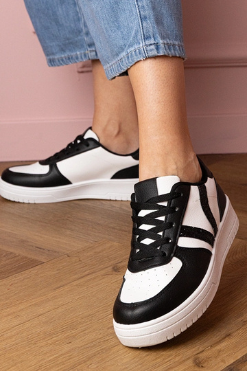 Blona zapatillas deportivas de mujer negras con detalles de lentejuelas 2