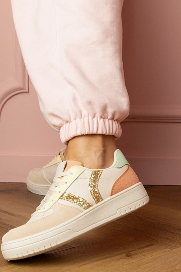 Blona zapatillas deportivas de mujer color arena con detalles de lentejuelas 2