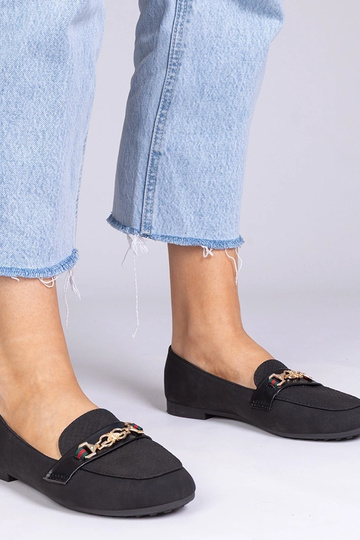 Mocasines negros de ante sintético con adornos dorados "Daliana"