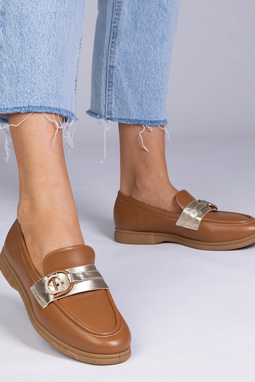 Mocasines marrones de eco-cuero con... Mocasines marrones de eco-cuero con...