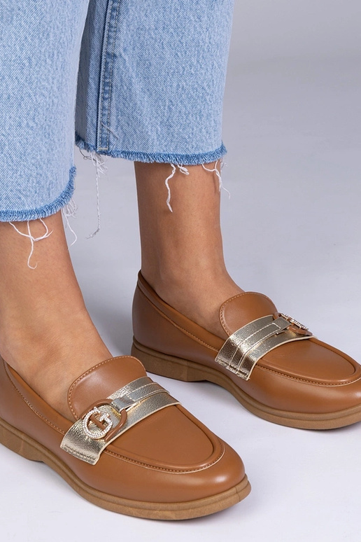 Mocasines marrones de eco-cuero con... Mocasines marrones de eco-cuero con...