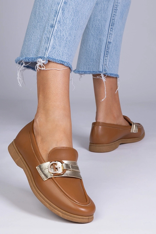 Mocasines marrones de eco-cuero con... Mocasines marrones de eco-cuero con...