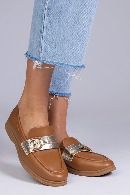 Mocasines marrones de eco-cuero con... Mocasines marrones de eco-cuero con...