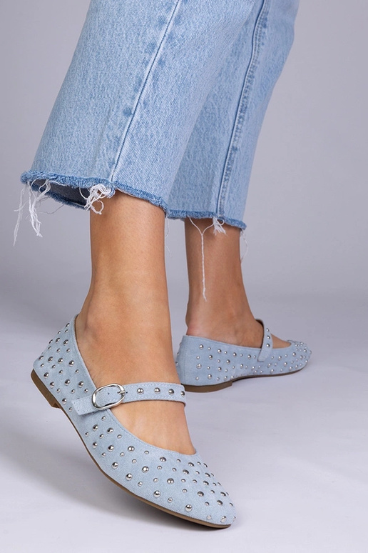 Bailarinas azules con remaches y...