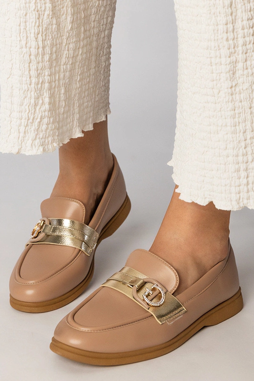 Mocasines crema de eco-cuero con... Mocasines crema de eco-cuero con...