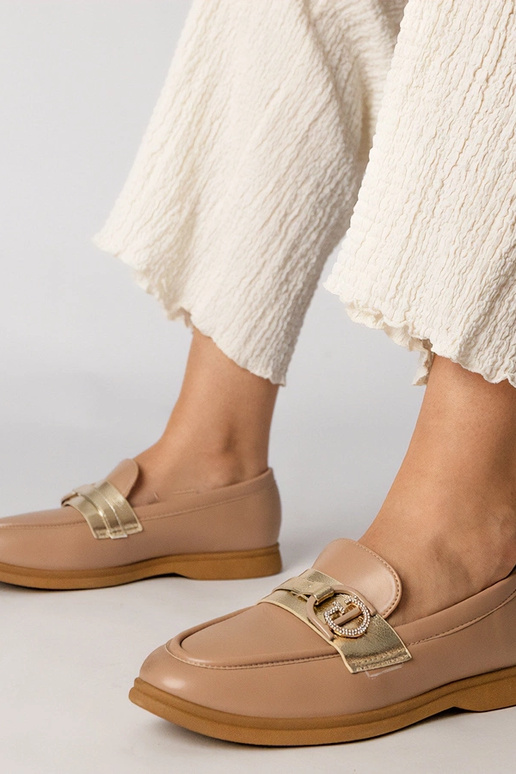 Mocasines crema de eco-cuero con... Mocasines crema de eco-cuero con...