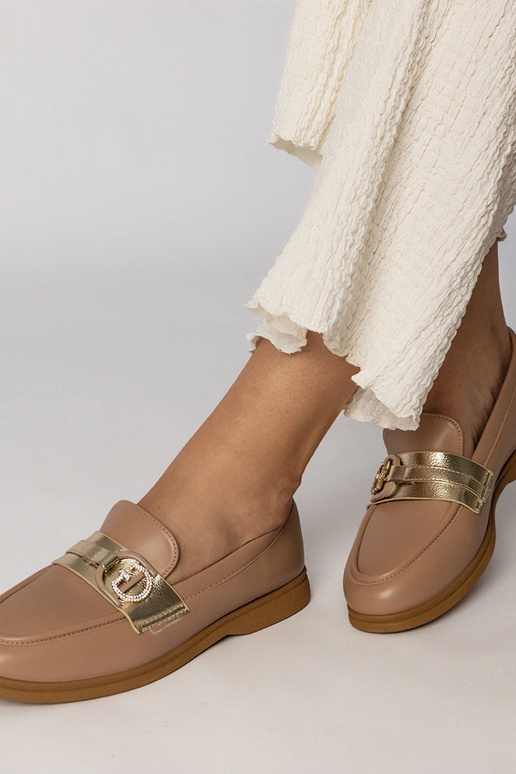 Mocasines crema de eco-cuero con... Mocasines crema de eco-cuero con...