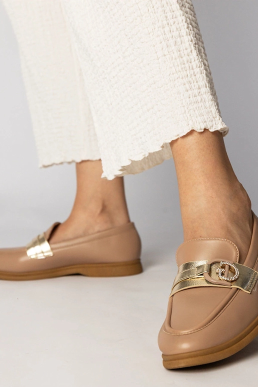 Mocasines crema de eco-cuero con... Mocasines crema de eco-cuero con...