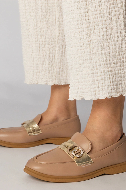 Mocasines crema de eco-cuero con... Mocasines crema de eco-cuero con...