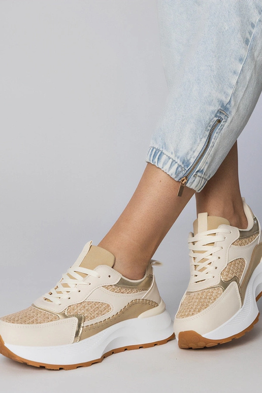 Zapatillas deportivas color arena con...