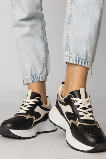 Zapatillas deportivas negras con inserto de tejido trenzado, "Berlisa" 2
