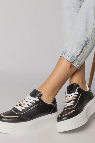 Zapatillas deportivas negras con brillos y piedras de circonio, "Felura" 2