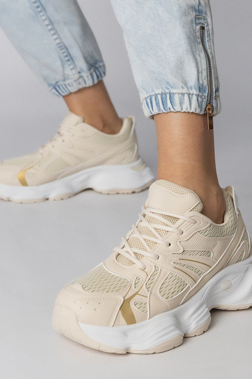 Zapatillas deportivas color arena con...