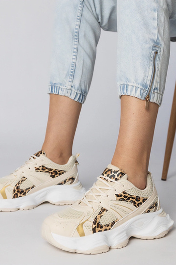 Zapatillas deportivas con estampado de pantera y suela gruesa, "Klarris"
