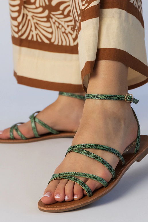 Sandalias verdes de suela plana, "Kates" Sandalias verdes de suela plana, "Kates"