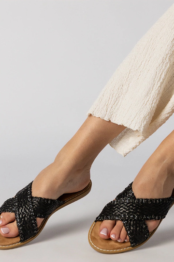 Zapatillas trenzadas negras para mujer, "Ellinara"