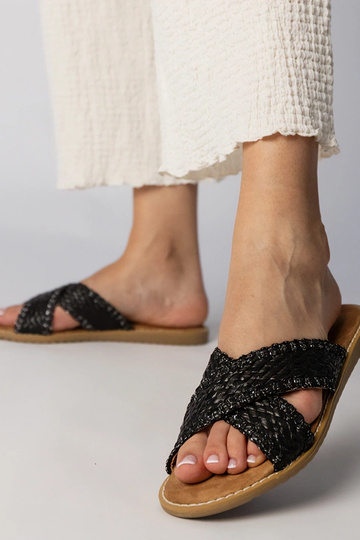 Zapatillas trenzadas negras para mujer, "Ellinara" 2