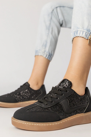 Zapatillas deportivas negras para mujer con brillos, "Likana"