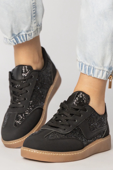 Zapatillas deportivas negras para mujer con brillos, "Likana" 2