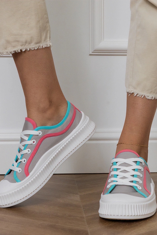 Zapatillas de mujer grises con... Zapatillas de mujer grises con...