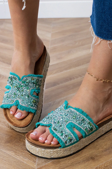 Najros espadrilles verdes con circonios y piedras 2