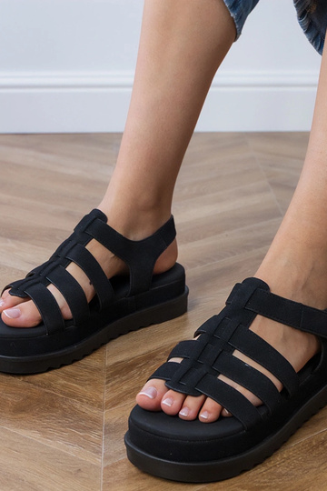 Sandalias gladiadoras negras de plataforma, "Hartos"